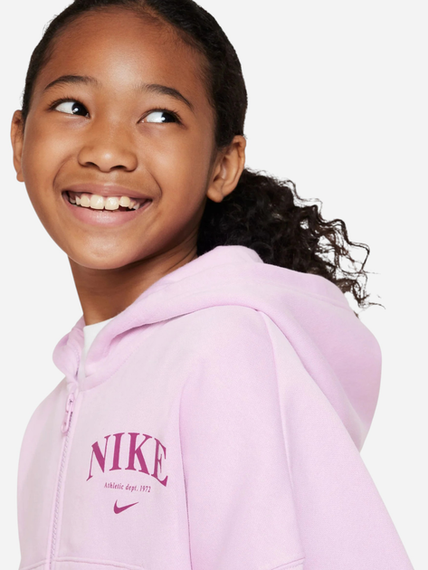 Підліткова тепла толстовка на флісі для дівчинки Nike G Nsw Trend Flc Fz Hoodie DV2565-676 M (137-147 см) Рожева (196152834638) - зображення 4