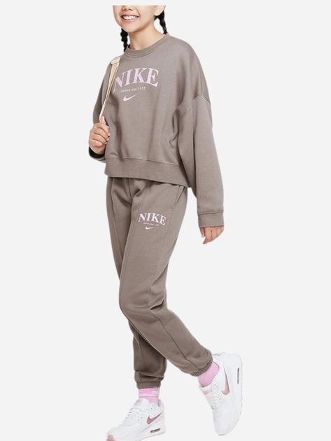 Підліткові утеплені спортивні штани для дівчинки Nike G Nsw Trend Flc Cf Pant DZ4616-040 M (137-147 см) Коричневі (196152839763) - зображення 3