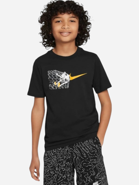 Koszulka chłopięca młodzieżowa bawełniana Nike Sportswear FD3974-010 L (147-158 cm) Czarna - obraz 1