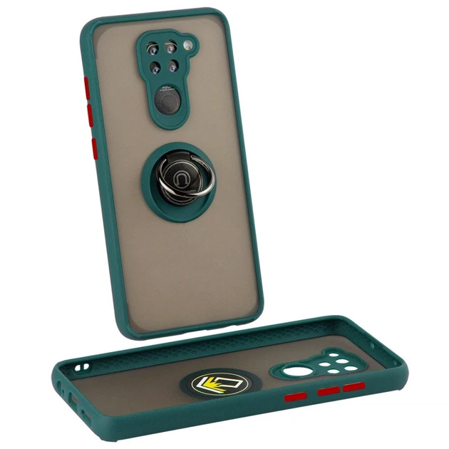 Чехол Fiji Colorframe для Xiaomi Redmi Note 9 матовый бампер с кольцом подставкой Green - изображение 2