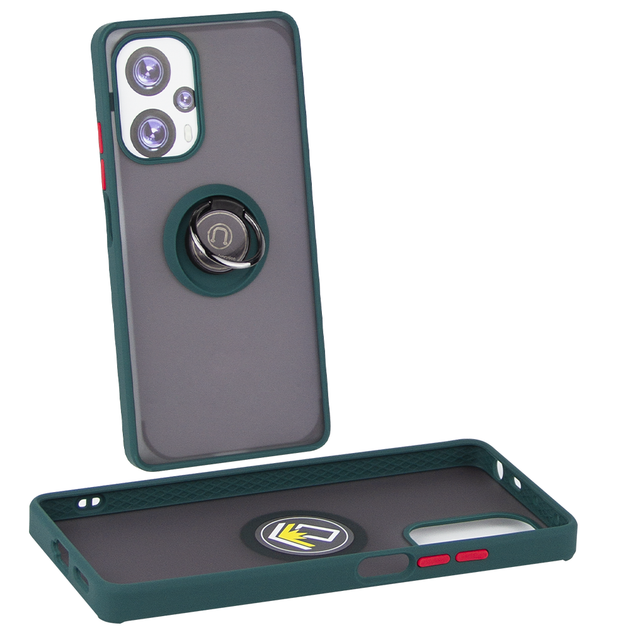 Чохол Fiji Colorframe для Xiaomi Poco F5 матовий бампер з кільцем підставкою Green - зображення 2