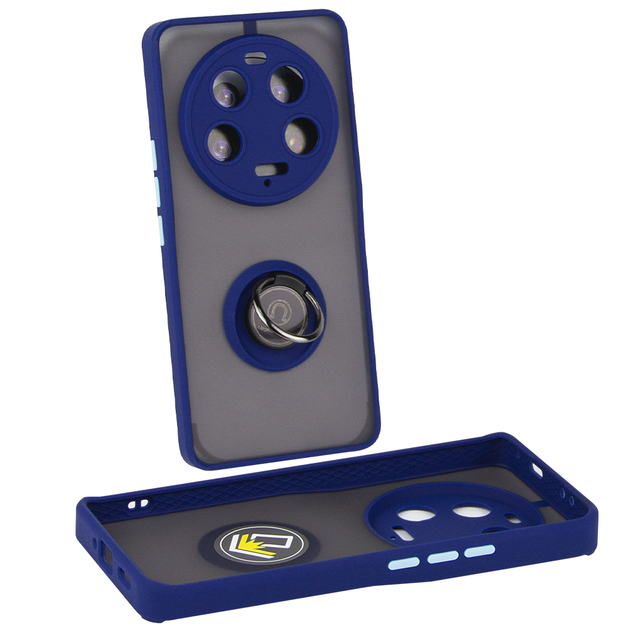 Чехол Fiji Colorframe для Xiaomi 13 Ultra матовый бампер с кольцом подставкой Dark Blue - изображение 2