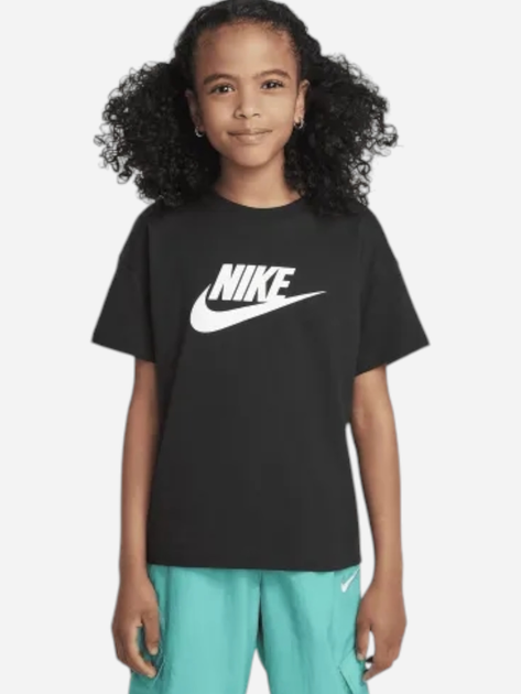 Koszulka dziewczęca młodzieżowa bawełniana Nike Sportswear FZ5540-010 XL (158-170 cm) Czarna - obraz 1