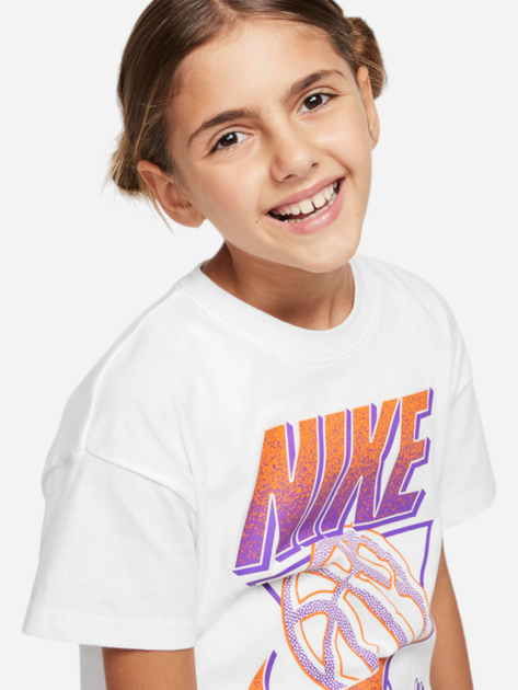 Koszulka dziewczęca bawełniana Nike Sportswear FZ5556-100 S (128-137 cm) Biała - obraz 4