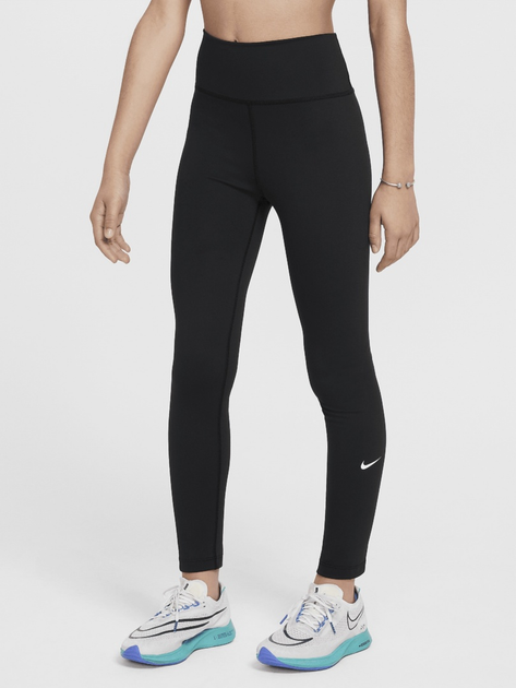 Legginsy młodzieżowe dla dziewczynki sportowe Nike One FZ5605-010 XL (158-170 cm) Czarne - obraz 1