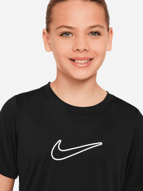 Підліткова футболка для дівчинки Nike One Fitted FZ5600-010 M (137-147 см) Чорна (197596864816) - зображення 3