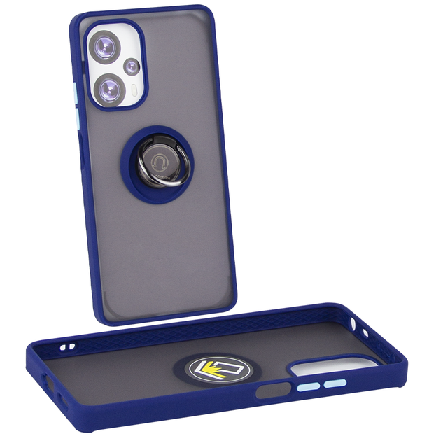 Чехол Fiji Colorframe для Xiaomi Poco F5 матовый бампер с кольцом подставкой Dark Blue - изображение 2