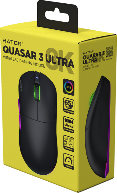 Mysz HATOR Quasar 3 Ultra 8K Wireless Black (8721249230127) - obraz 8