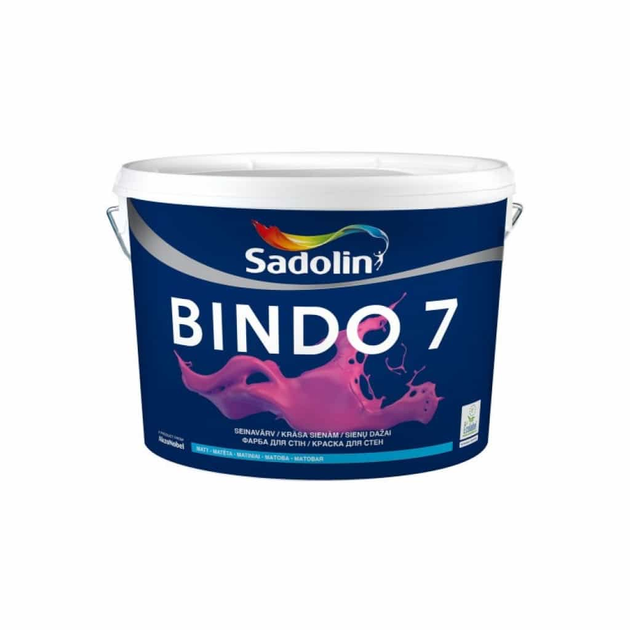 Фарба для стін і стель Sadolin Bindo 7 білий BW, база BC, BM База (BW) 10 літрів - зображення 1