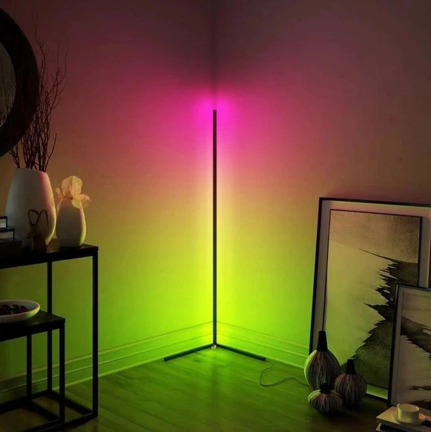 Напольная угловая RGB лампа светильник с пультом ДУ от USB с разными режимами свечения LED Floorlamp EL-2I90 Black/Черная - изображение 4