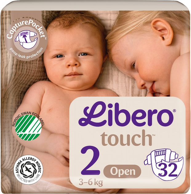 Підгузки Libero Touch Розмір 2 3-6 кг 32 шт (7322541070315) - зображення 1