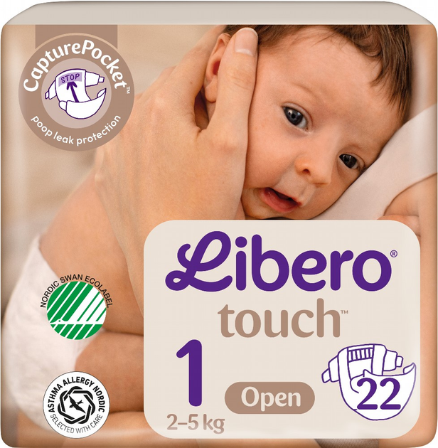 Підгузки Libero Touch Розмір 1 2-5 кг 22 шт (7322541070230) - зображення 1