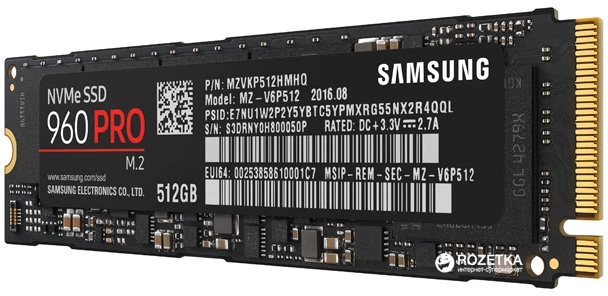 SSD диск Samsung 960 Pro series 512GB M.2 PCIe 3.0 x4 3D V-NAND