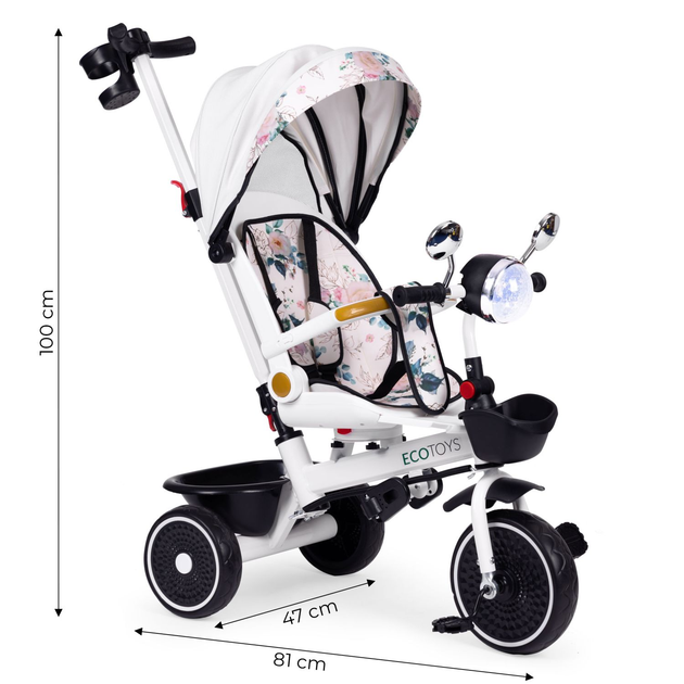 Rowerek trójkołowy spacerówka EcoToys WQL-186 Biały (5905817005949) - obraz 8