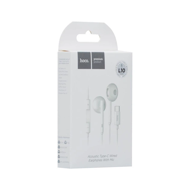 Навушники Hoco L10 Acoustic Type-C wired earphones with mic - Фото 8 Навушники Hoco L10 Acoustic Type-C wired earphones with mic - зображення 8
