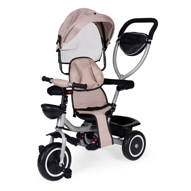Rowerek trójkołowy spacerówka EcoToys 2 w 1 WQL-066-52 Brązowy (5905817005895) - obraz 5