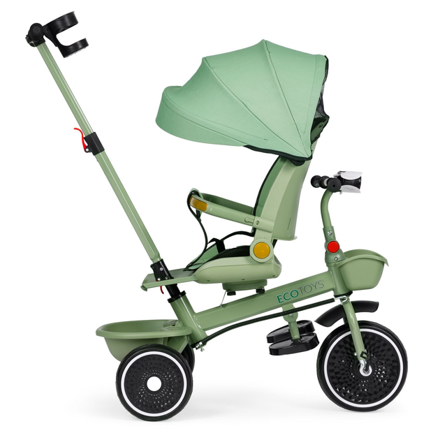 Rowerek trójkołowy spacerówka EcoToys 2 w 1 WQL-066-18 Zielony (5905817005918) - obraz 4