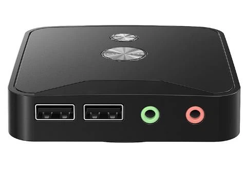 Виносна кнопка увімкнення/вимкнення/перезавантаження ПК TEUCER KG-02 USB 2.0, RESET, POWER, AUDIO, MIC + звук комп'ютера з планкою Чорна - зображення 3