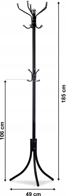 Wieszak na ubrania ModernHome by Multistore 16 haków czarny (GH-6006 BLACK) - obraz 5