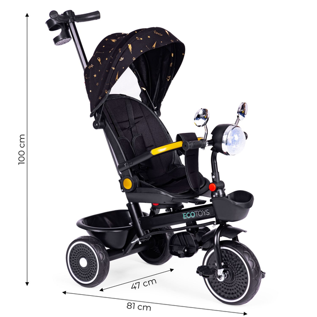 Rowerek trójkołowy spacerówka EcoToys WQL-186 Czarny (5905817005956) - obraz 7
