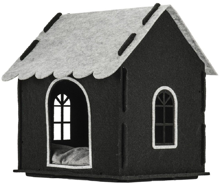 Legowisko dla psów i kotów Petfjord Alta PF130 41x32x47 cm GREY/BLACK (5904473239217) - obraz 1