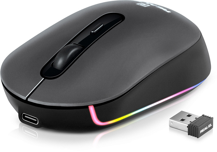 Мышь REAL-EL RM-470W Wireless/Bluetooth Black (EL123200049) - изображение 2