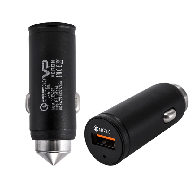 Автомобильное зарядное устройство Veron T05 3.0A QC3.0 Metal W/P - Фото 2 Автомобильное зарядное устройство Veron T05 3.0A QC3.0 Metal W/P - изображение 2