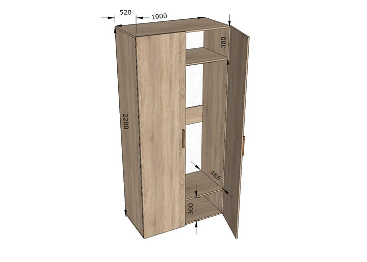 Шкаф для одежды ST-0009 Moreli 100х52х219 см Дуб сонома - Фото 5 Шкаф для одежды ST-0009 Moreli 100х52х219 см Дуб сонома - изображение 5