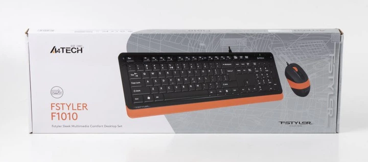 Комплект клавиатура+мышка A4Tech F1010 (Orange) Fstyler, проводной, USB, черный+оранжевый цвет - Фото 10 Комплект клавиатура+мышка A4Tech F1010 (Orange) Fstyler, проводной, USB, черный+оранжевый цвет - изображение 10