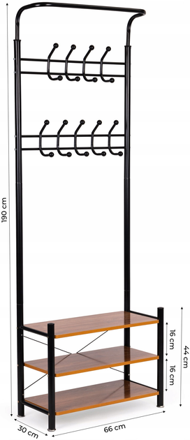 Wieszak na ubrania ModernHome by Multistore 18 haków z półkami na buty (GH-202 BLACK) - obraz 4