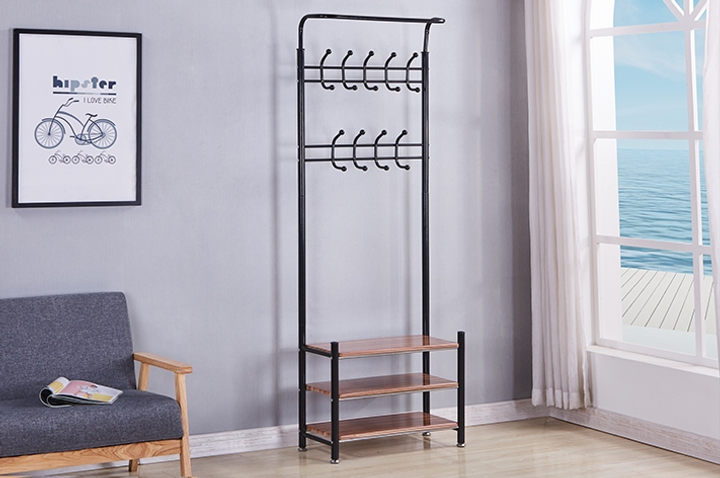 Wieszak na ubrania ModernHome by Multistore 18 haków z półkami na buty (GH-202 BLACK) - obraz 6
