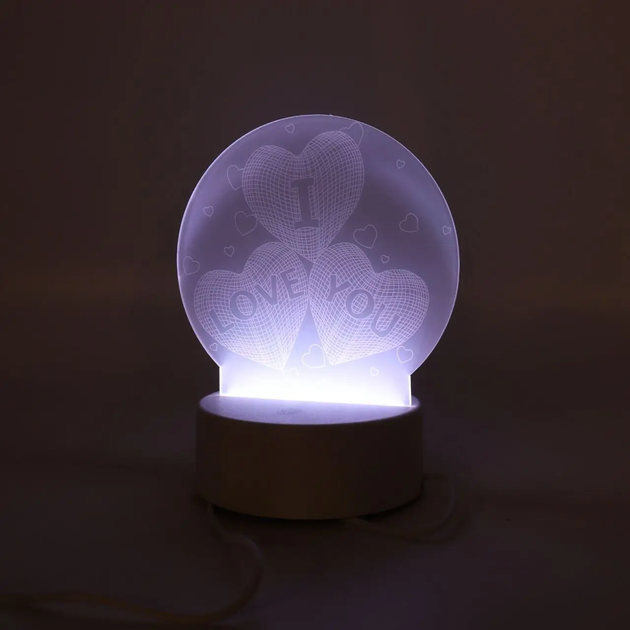 Нічник 3D настільний RGB, від USB + пульт ДК, "I Love you" / Акриловий світильник на підставці (L) - Фото 5 Нічник 3D настільний RGB, від USB + пульт ДК, "I Love you" / Акриловий світильник на підставці (L) - зображення 5