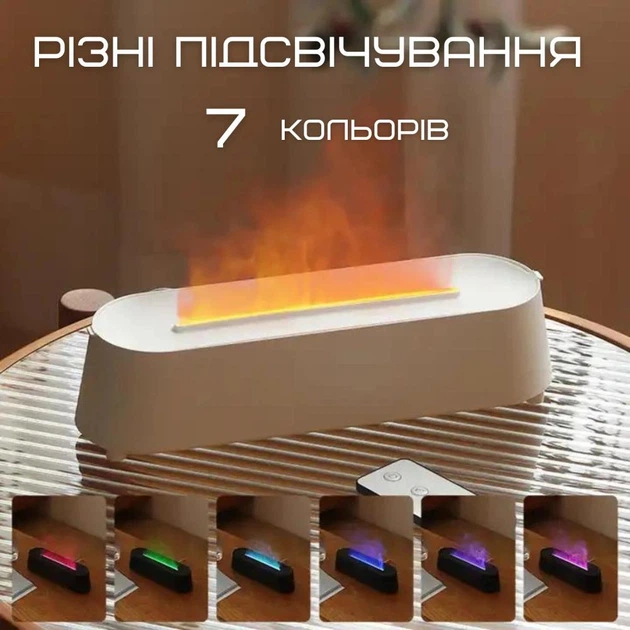 Аромадиффузор с имитацией огненного пламени ультразвуковой USB увлажнитель воздуха с LED-подсветкой 3в1 ночник для детей 7 цветов подсветки Белый - Фото 2 Аромадиффузор с имитацией огненного пламени ультразвуковой USB увлажнитель воздуха с LED-подсветкой 3в1 ночник для детей 7 цветов подсветки Белый - изображение 2