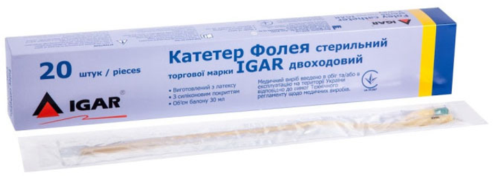 Катетеры Фолея Igar двухходовой 22FR № 20 (4820017604598) - изображение 1