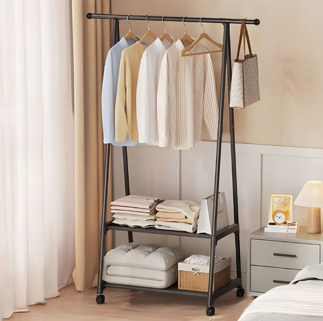 Wieszak na ubrania ModernHome by Multistore z 2 półkami (GH-207 BLACK) - obraz 7