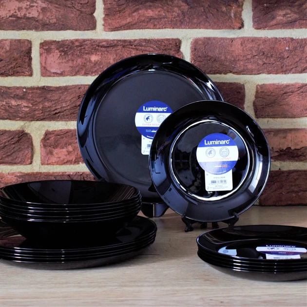 Набір тарілок Luminarc Diwali Black 18 предметів в тех тарі Чорний - зображення 2