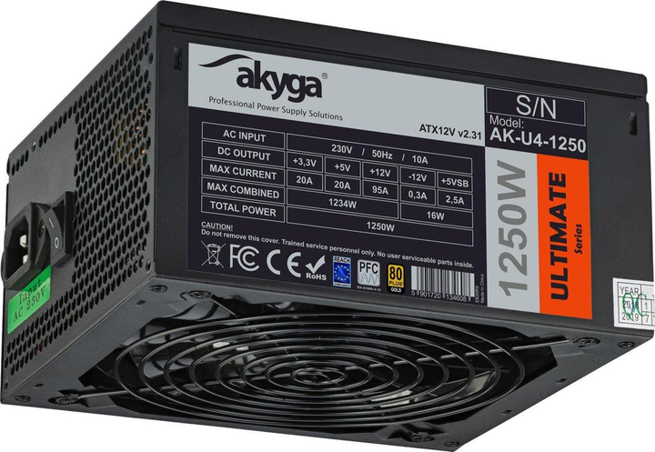 Zasilacz AKYGA AK-U4-1250 ATX 1250 W - obraz 1