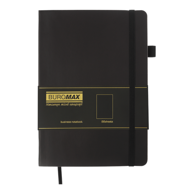 Діловий записник А5 BuroMax Brief 96 аркушів чистий блок штучна шкіра чорний (BM.295004-01) - зображення 2