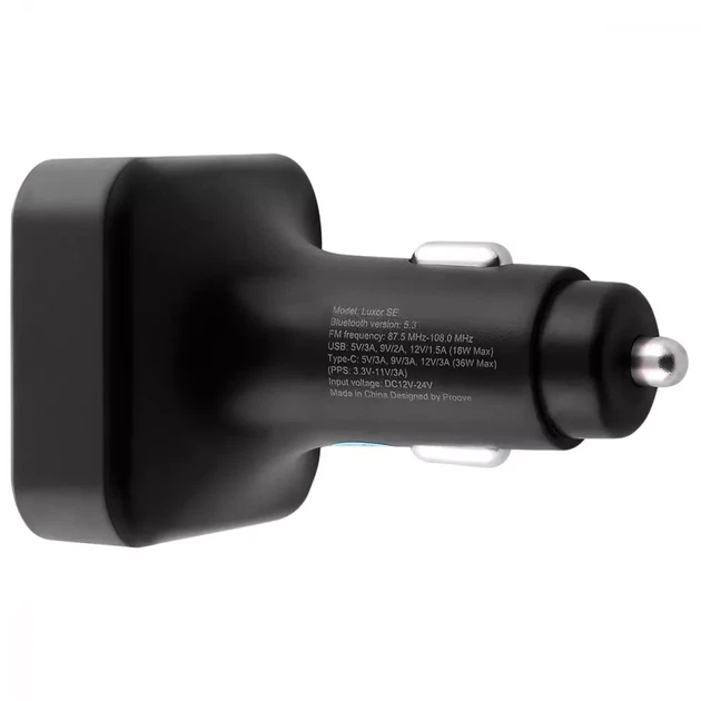 FM-трансмиттер АЗУ Proove FM Launcher Luxor SE 36W PD+QC3.0 Type-C+USB Gray - изображение 4