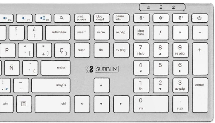 Клавіатура бездротова SUBBLIM Pure Extended Wireless Silver/White (SUBKB-2PUE200) - зображення 3