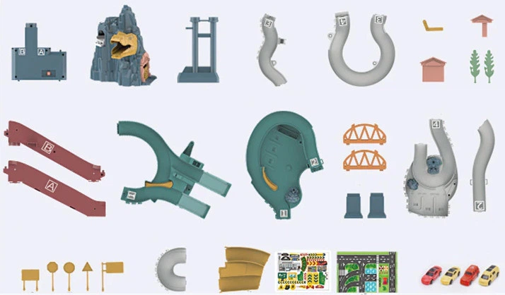 Авто трек Дино, 4 машинки, 57х36х29 см. Игровой гоночный трек Dino с машинками. Автомобильный трек с музыкой - изображение 7
