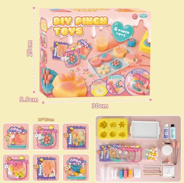Набор для изготовления Сквишей Таба Лапок 6в1 Diy Pinch Toys