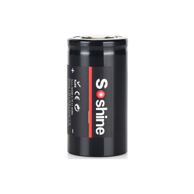 Акумулятор 26500 Li-Ion Soshine 26500-3.7-3200 типорозміру C 3200mAh - Фото 1 Акумулятор 26500 Li-Ion Soshine 26500-3.7-3200 типорозміру C 3200mAh - зображення 1
