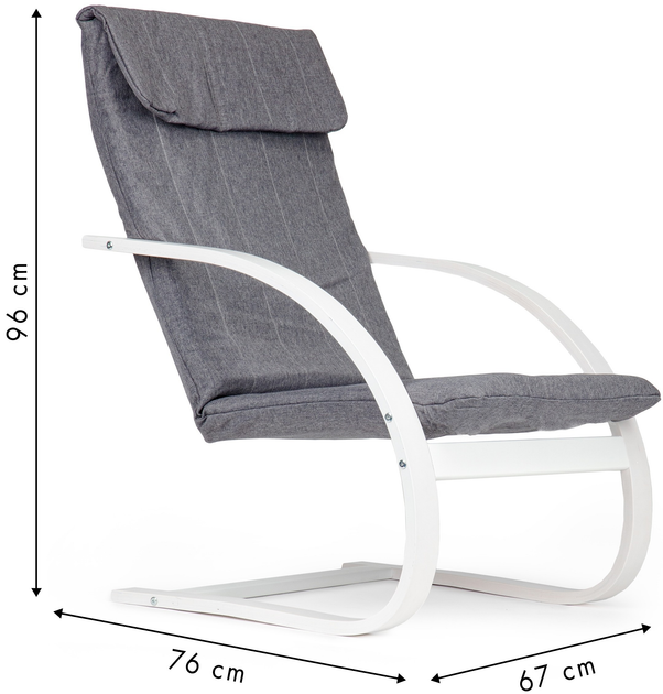 Fotel bujany ModernHome by Multistore do salonu (TXWQM-31 WHITE/CHARO) - obraz 7