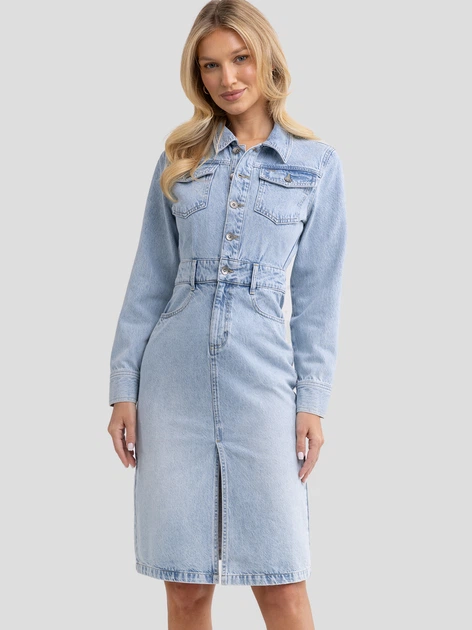 Плаття-сорочка джинсове міді осіннє жіноче Big Star Laylana 162 XL Блакитне (5900714830861) - зображення 1