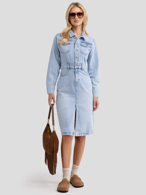 Плаття-сорочка джинсове міді осіннє жіноче Big Star Laylana 162 XL Блакитне (5900714830861) - зображення 3