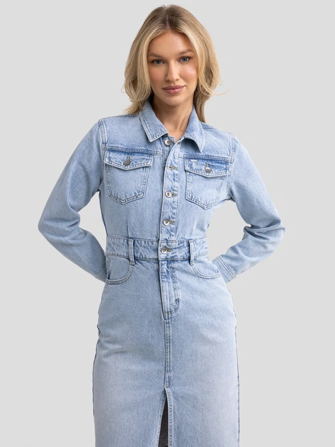 Плаття-сорочка джинсове міді осіннє жіноче Big Star Laylana 162 XL Блакитне (5900714830861) - зображення 6