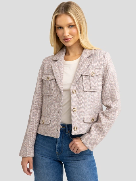 Marynarka damska wełniana krótka Big Star Merta 000 S Jasnoróżowa - obraz 1