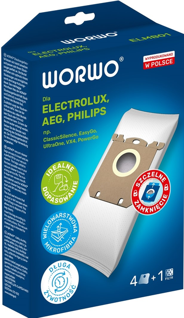 Набір мішків Worwo Electrolux/Philips WOR-BAG ELMB01 /KPL4 (ELMB01) - зображення 1