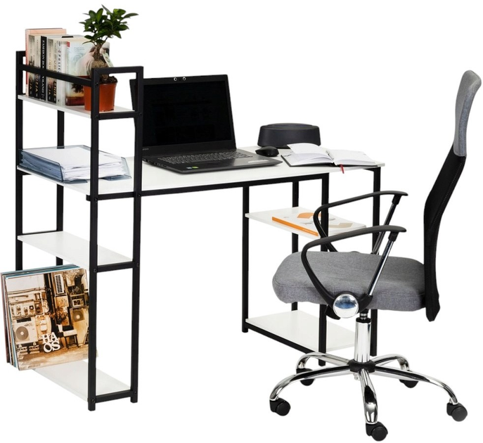 Комп'ютерний стіл ModernHome by Multistore з полицями білий (PJJCT0005-301) - зображення 4